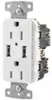 Bryant Electric USBB15W 3.8 Amp High Power Dual USB Charger, 15 Amp 125 Volt Tamper Resistant Duplex Receptacle, White