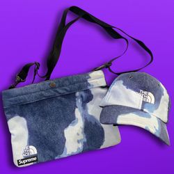 Supreme x  the North Face indigo Print Hat And Bag