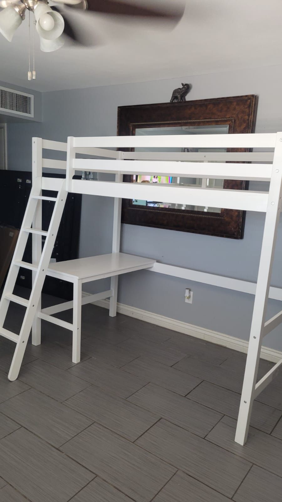 NICE WHITE TWIN LOFT BED WITH MATTRESS