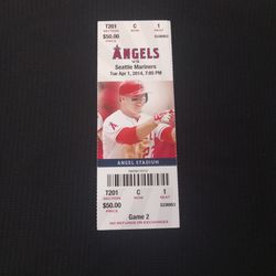 Old LA / Anaheim Angeles - Mike Trout Full Baseball Game Ticket 2014
