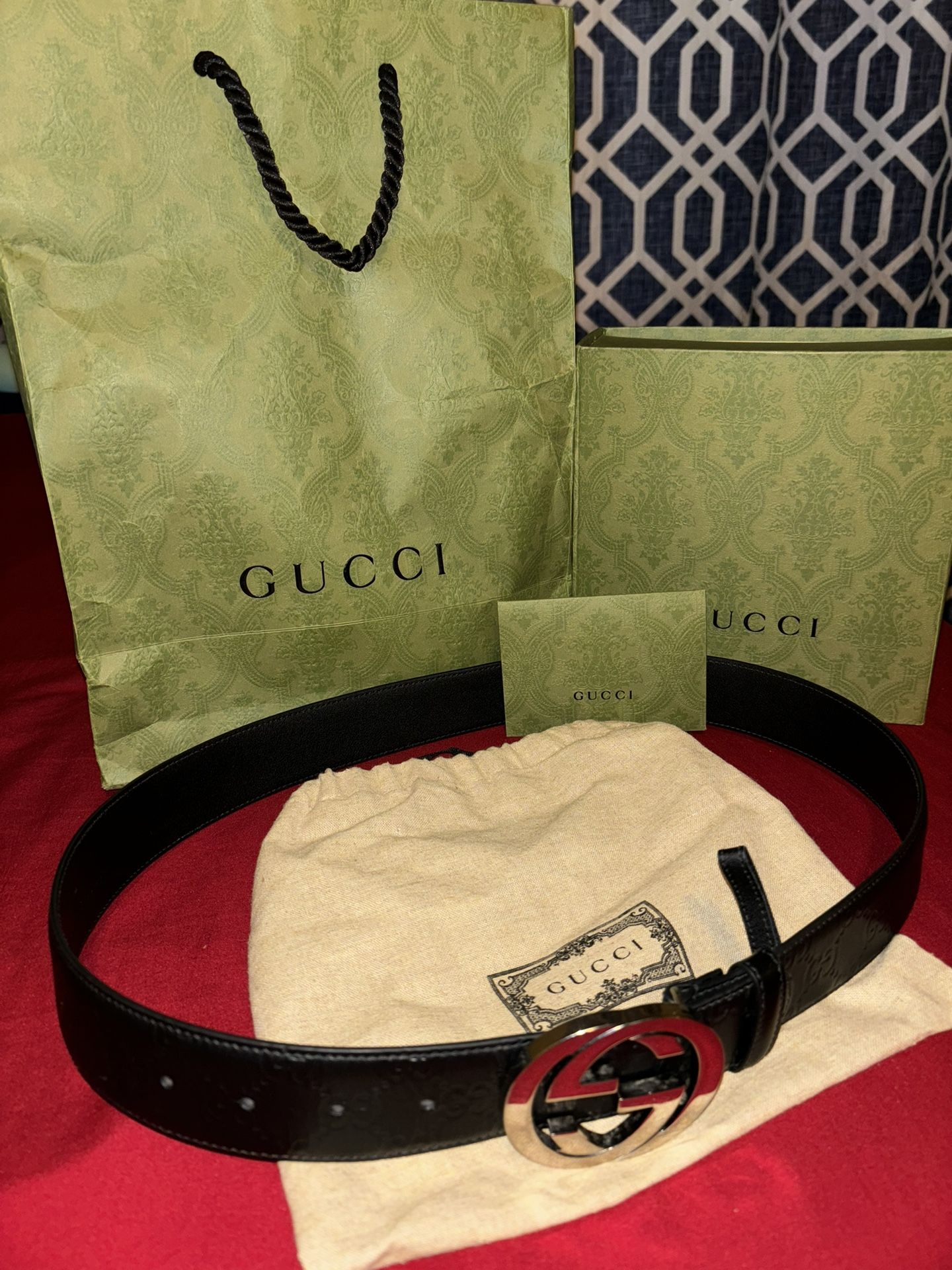 Black Leather Gucci Belt 