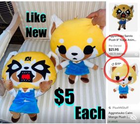 $5 each Japan Aggretsuko Aggressive & Calm Retsuko Sanrio Plush Toy Stuffed Dolls like new