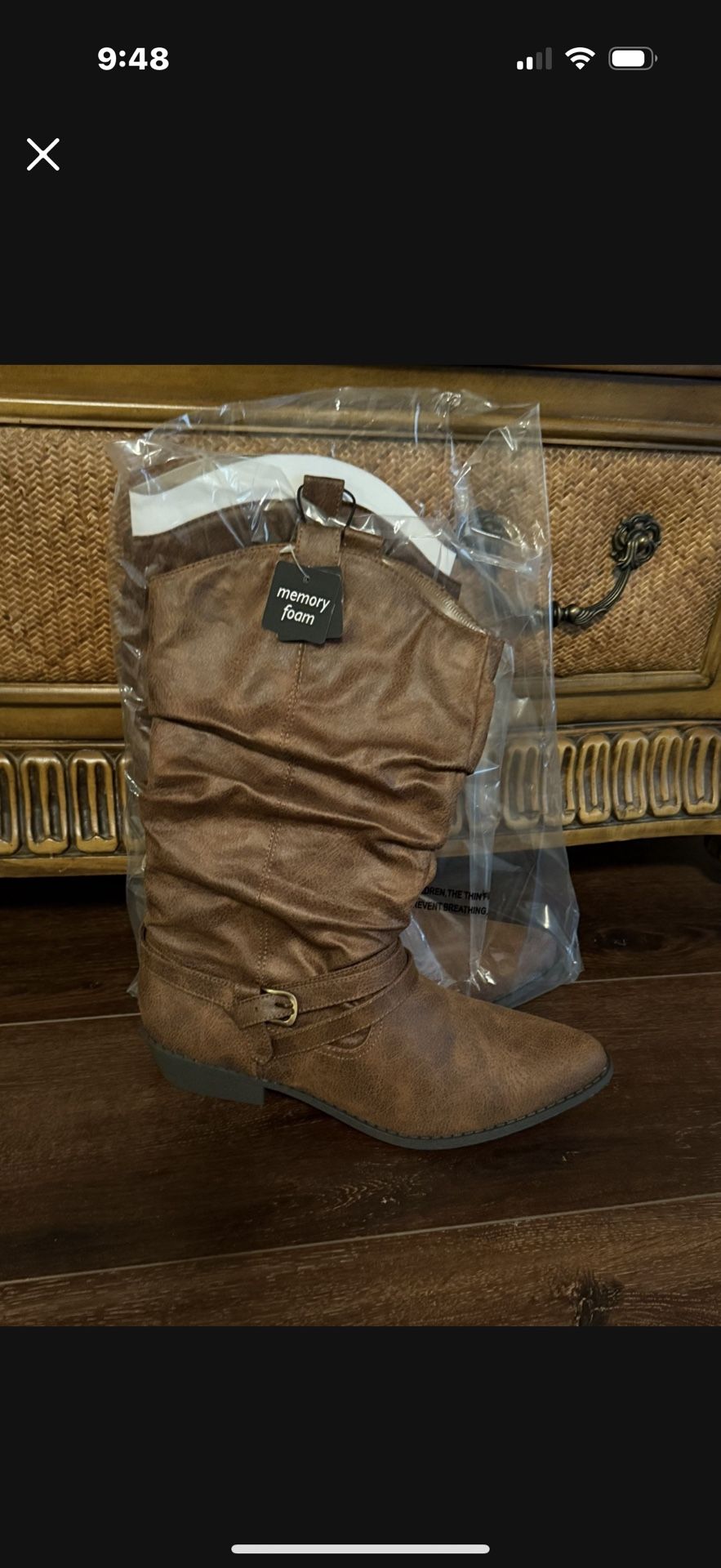 Woman’s Western Style Boots, Tan Color, Size 10, New