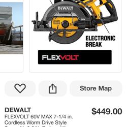 DEWALT FLEXVOLT 60V MAX 7-1/4 in. Cordless Worm Drive Style Saw with 9.0Ah Battery Kit