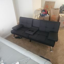 Black Sofa W Cup Holders