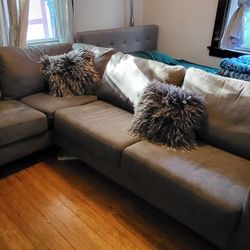 Grey Microfiber Sectional Couch 