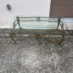 Nice Glass And Metal Coffee Table 