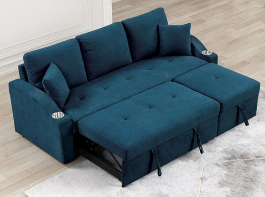 Brand New Blue Sectional Sofa Sleeper