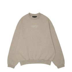 Fear of god essentials oatmeal tan nude crewneck sweater youth 14/16