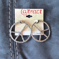 New @tract  Peace Sign Hoop Earrings Jewelry 
