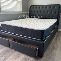 Ck Black Platform Bed With Ortho Mattress Included!!