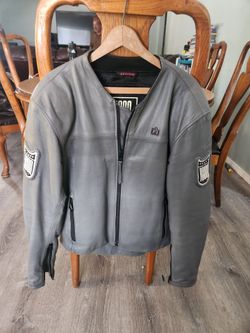 Icon 1000 Gray Leather Motorcycle Jacket