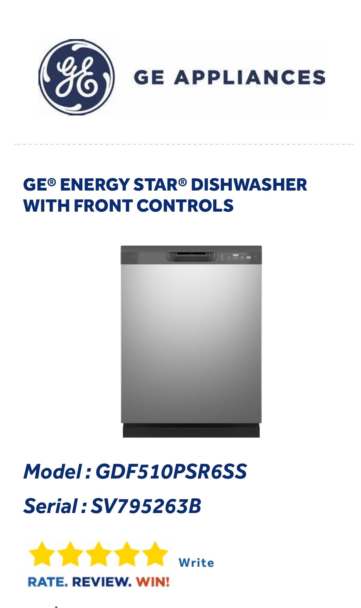 GE dishwasher