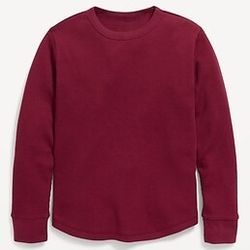 Long-Sleeve Thermal-Knit T-Shirt tee top Boys old Navy Burgundy Red  L Large 10 12