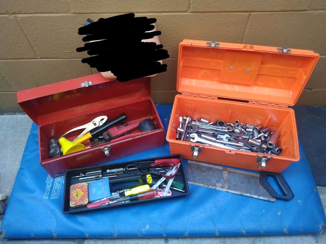 Classic Tool Boxes With Mechanic Stuff