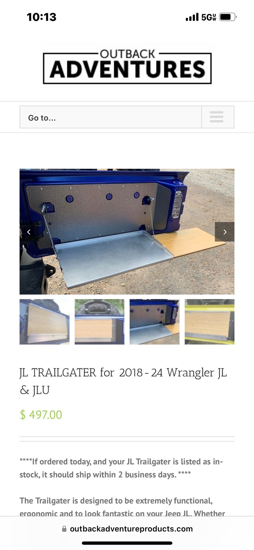 Jeep JL Outback Adventures Tailgater