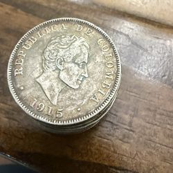 1915 Colombia Silver Coin LEY 900