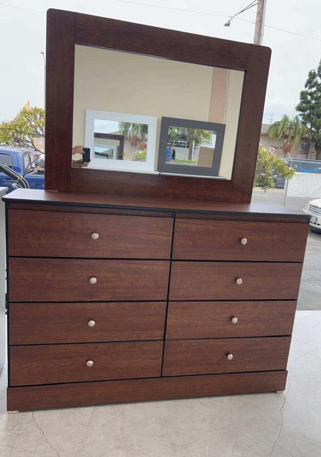 Eight drawers dresser “Rails “ with mirror