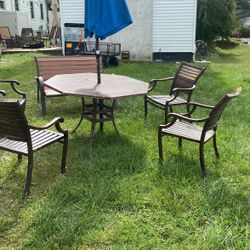 Exteriors Set of chair table an umbrella