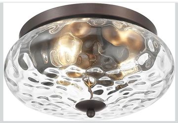 (Brand New in Box)  Darkaway Large Ceiling Light Fixtures, 3-Light Flush Mount Ceiling Light with Water Ripple Glass Shade for Indoor Outdoor Hallway 