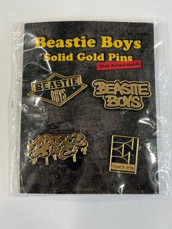BEASTIE BOYS Solid Gold Pins Set of 4 Hits Logos Story Kings Theatre Sealed NEW