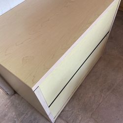 Brown wood 2 large drawer file cabinet office furniture 3ft wide by 20” deep by 30” tall used 