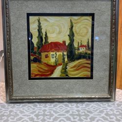 20  X 20.5” Painting, Framed & Mated Tuscan Scene By Joanne Morgosian