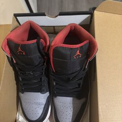 Air Jordan 1 Mids Grey, Red, And Black