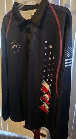 1776 Patriotic Mens Quarter Zip Long Sleeve Shirt Black Flag Print