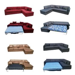 BRAND NEW SECTIONAL CHAISE WITH SLEEPER  GREY FABRIC.  CUSTOM MADE AVAILABLE