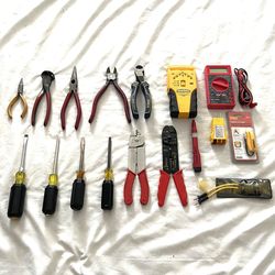 Like new electrician, testing tools, Klein tools brand handle tools, and other tools