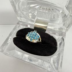 14k Blue Cluster Ring