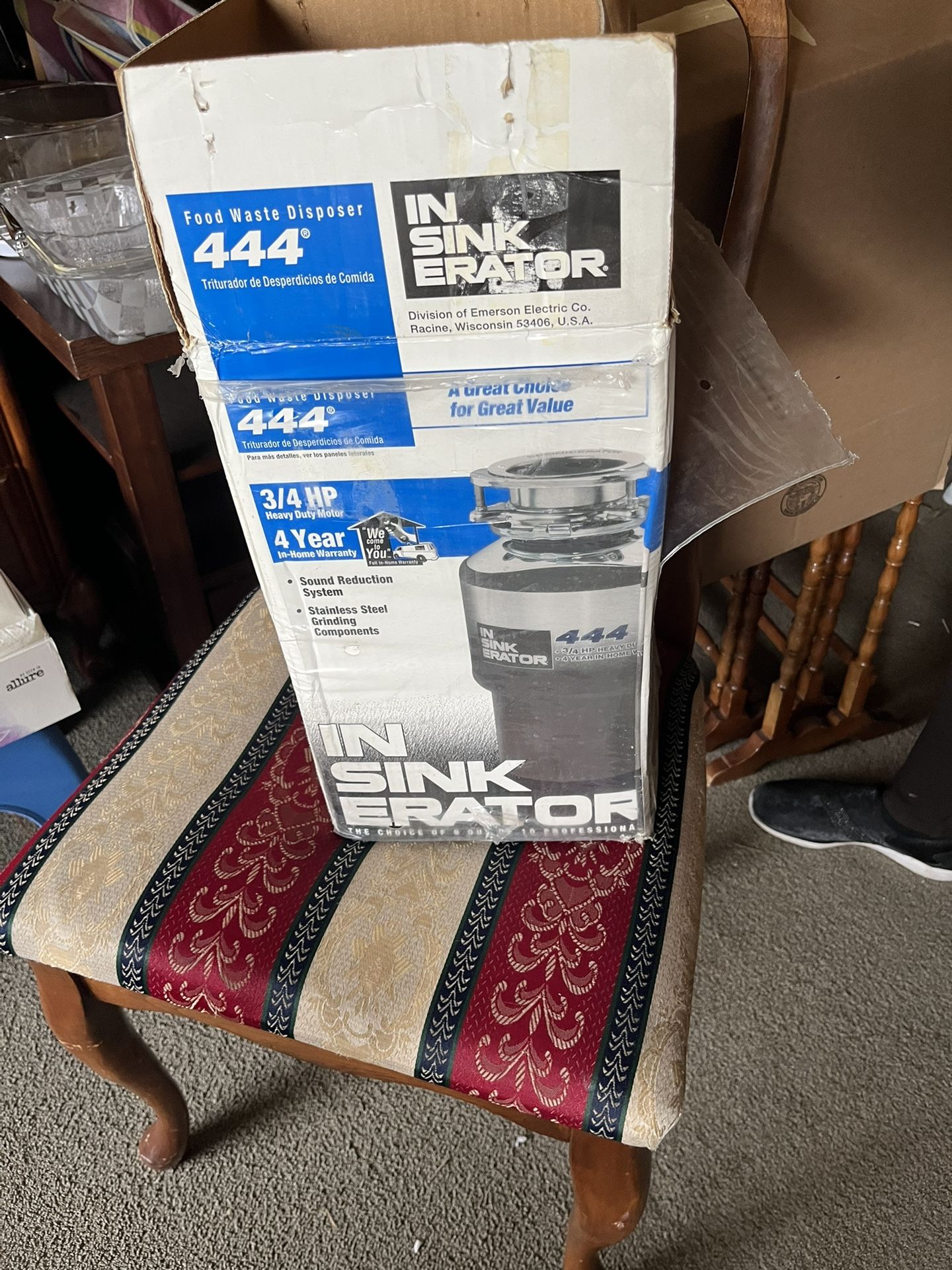 InSinkErator 444; 3/4 Horsepower Garbage Disposer Never Used In