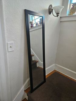Black Framed Full Length Mirror With Beaded Border Detail