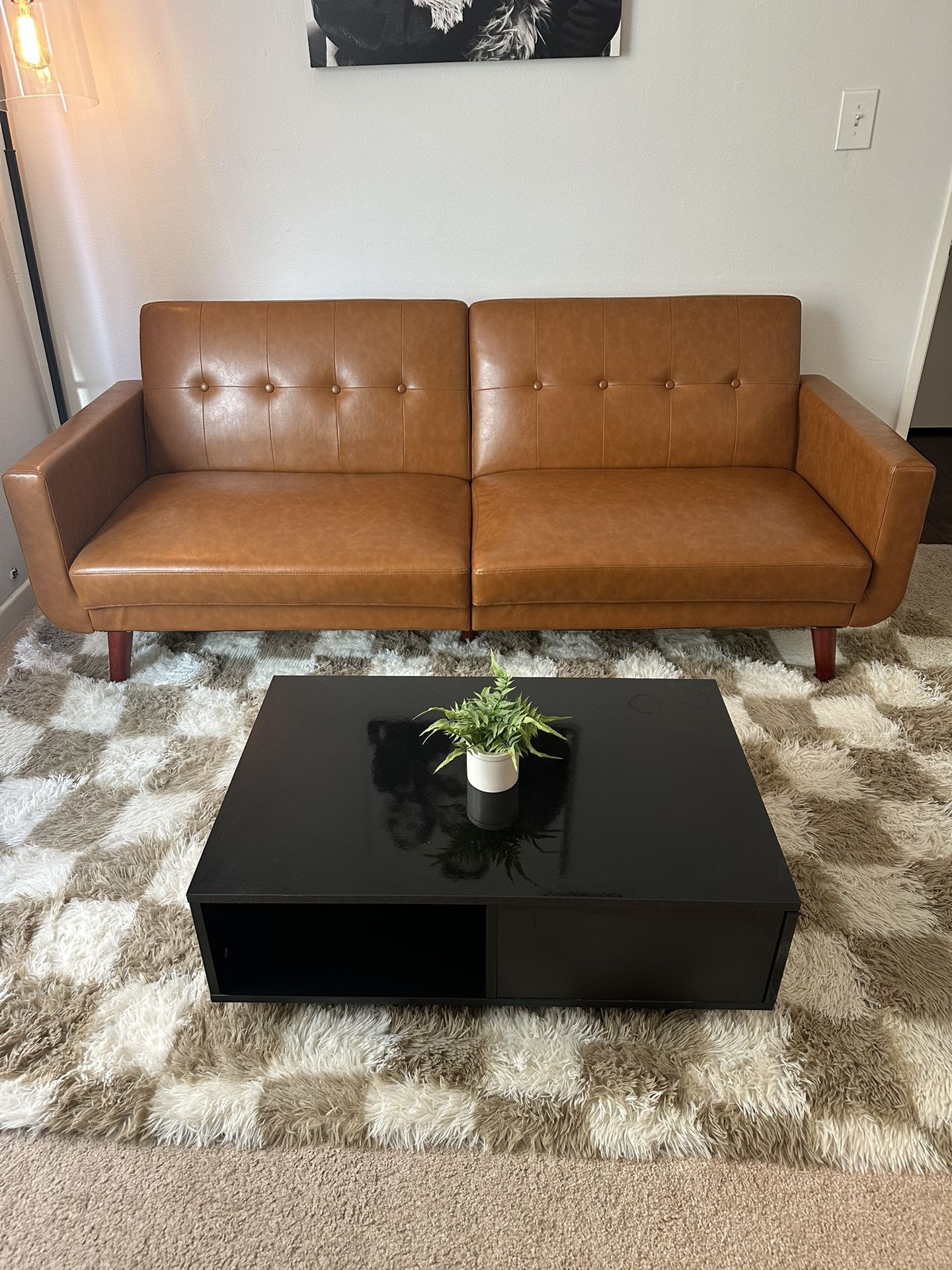 Whiskey Brown Leather Sofa Bed