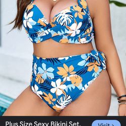 Plus Size Sexy Bikini Set Tropical