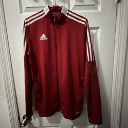 Size Small adidas AEROREADY Track Jacket Red White Men's S Full Zip Athletic Knit Polyester
