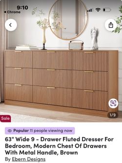 Fluted dresser 9 drawer