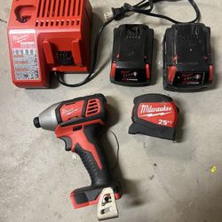 Milwaukee Impact Driver With Batteries N Charger 