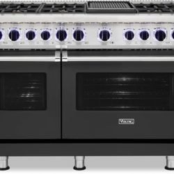 Viking 48" 7 Series Stainless Steel & Cast Black Dual Fuel Range New