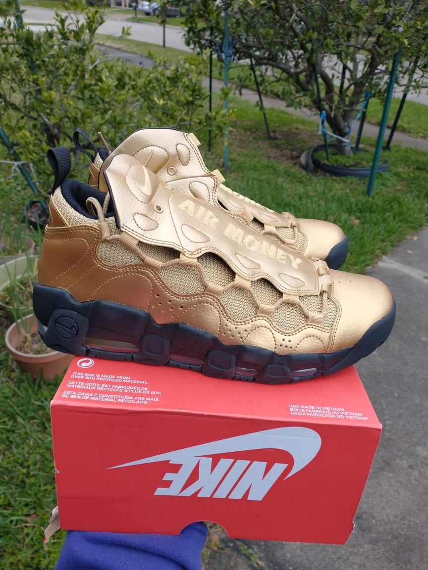 New Nike AIR More Money men size Black And Gold
