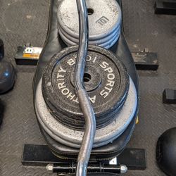 176 lb Weight Set with EZ Curl Bar And Handle Bars