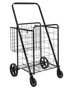 Foldable Collapsible Shopping Utility Cart with 360-Degree Wheels, Multi-Functional for Sports, Easy Assembly, X-Large, Black