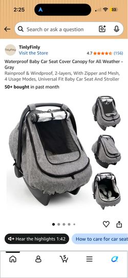 Gray White Striped winter car seat cover
