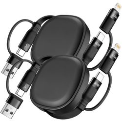 New, Minlu 5-in-1 Retractable 60W Fast Charging Cable (2-Pack)