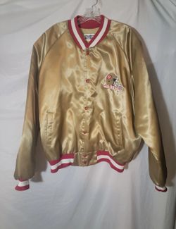VTG Chalk Line SAN FRANCISCO 49ERS Satin Gold Bomber Snap Jacket 2X NFL USA