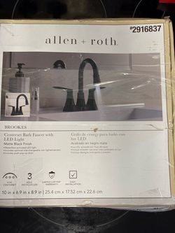 Allen + Roth Brookes Matte Black Bath Faucet with LED
