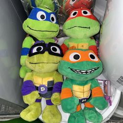 TMNT Mutant Mayhem 8" Plush Michelangelo Leonardo Raphael Donatello Set Four (4)