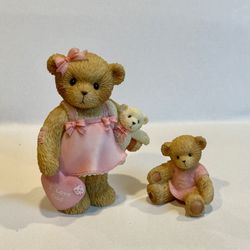 Cherished Teddies Pink Bear Dress I Love Dad, Dad Loves Me Figurine  #000815