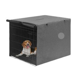 Pet Kennel Covers Universal Fit for 1 2 Doors Metal Crate (Grey)

